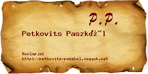 Petkovits Paszkál névjegykártya